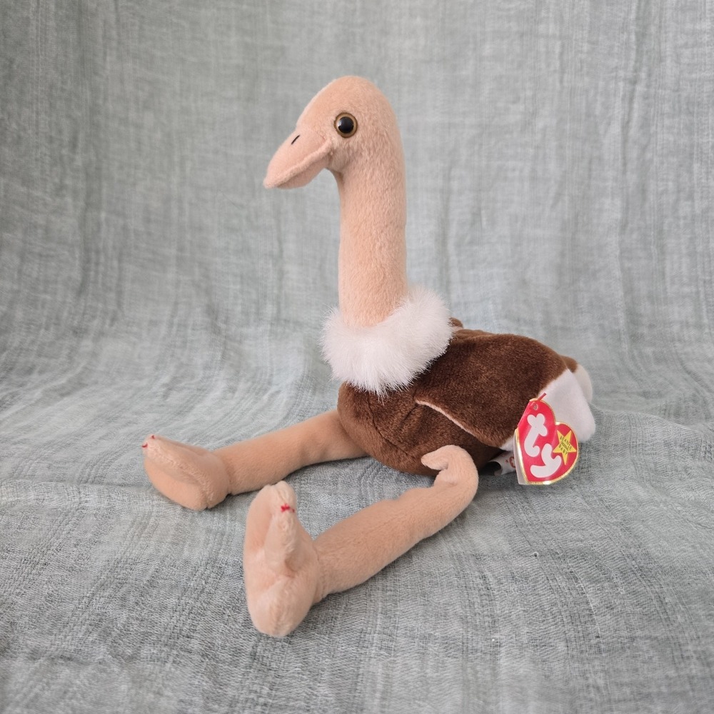 TY  Original Beanie Baby Cute Ostrich Stretch 9/21/1997 Tags Attached 11" Tall